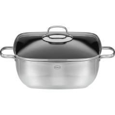 Rösle Style Casserole 28 cm with Non-Stick Coating PTFE with Glass Lid 28 x 28 cm