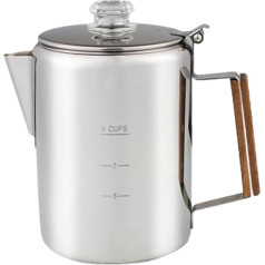 Große Kapazität Edelstahl Perkolator 9 Tassen Volumen Kaffeekannen Tragbare Haushaltskaffeemaschine Campingbedarf