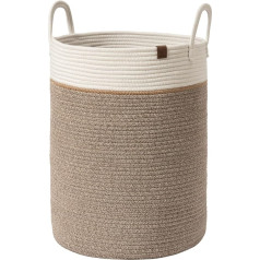 LA JOLIE MUSE Braided Basket, Cotton Rope Storage Baskets, Large Cotton Basket, Laundry Basket for Blanket, Children's Toy, S Laundry Basket for Children's Room, 58 Litres, Mocha