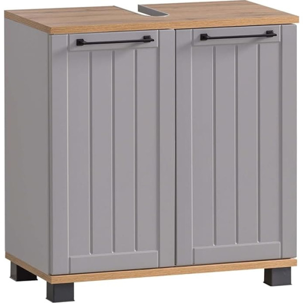 Schildmeyer Jelda 154176 Vanity Unit Platinum Grey / Oak Country House Decor 59.8 x 32.6 x 62.4 cm