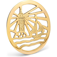 NKlaus 18.5 mm Pot Coaster Lighthouse Ship Brass Table Coaster Heat Protection 11775
