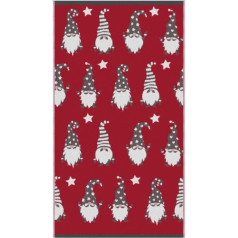 Fusion Bathroom - Christmas Gonks - 100% Cotton Jacquard Set of 2 Hand Towels - 50 x 90 cm, Red & Grey