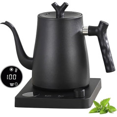 Smart Gooseneck Electric Kettle 1.0 Litre with Temperature Setting, 40-100°C Adjustable, 304 Stainless Steel, 36 Hours Thermal Preservation, Anti-Dry Burn Protection, 1000W Matte Black
