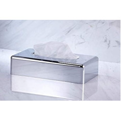 VINN Dunn Tissue Box, Rectangle Face Tissue Dispenser Holder, Kleenex Flat Napkin Dispenser for Bathroom Vanity Countertops (Chrome)