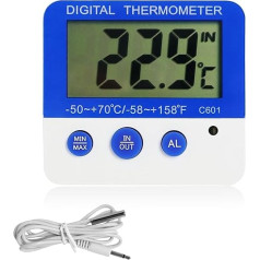 Digital Freezer Thermometer, Digital Thermometer with Magnetic Holder and Stand, Fridge Freezer Thermometer with LED Display, Max/Min Memory, High and