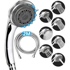 Lucksun Shower Head and Hose, 7 Modes Large Luxury Shower Heads with Handheld Shower, High Pressure Shower Head and Hose Set for Bathroom (200cm)