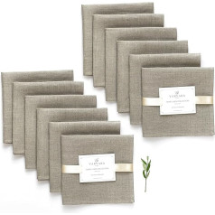 Varvara Home 12 Linen Napkins Natural – Fabric Napkins Linen Napkins – Napkins Linen Natural Brown Country House Style Pack of 12 45 x 45 cm