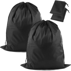 Großer Wäschesack, wasserdicht, Reise-Wäschesack, faltbar, Aufbewahrungstasche für schmutzige Kleidung, mit Kordelzug, für Reisen, Schlafzimmer, Waschküche, Schlafsaal (Schwarz, 50 x 60 cm)