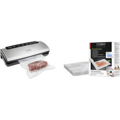 CASO VC15 Vacuum Sealer - Test Winner Vacuum Device & Caso Professional Foil Bags 20 x 30 cm / 50 Bags, for All Vacuum Sealers, BPA-Free, Very Strong and Tear-Resistant Approx. 150 µm, Aroma-Proof,