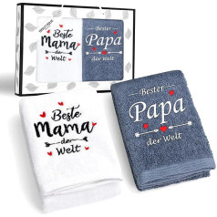 FHzytg Gift for Father's Day, Mother's Day, Mum and Dad Gifts Towel, 35 x 75 cm Bath Towels, Best Mum and Dad in the World, Birthday Gifts for Parents Gift