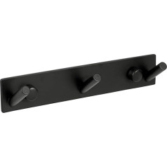 Ambrosya - Stainless Steel Towel Rail in Black - Bathroom Wardrobe Hook Holder Towel Towel Hook Clothes Hook Set (Stainless Steel (Black), 3 Hooks)