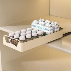 Extendable Storage Rack, Kitchen Cabinet Organiser with Self-Adhesive Nano Film, Carbon Steel, Sliding Organiser Shelf for Kitchen, Bathroom, Pantry