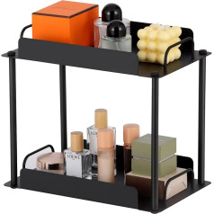 Safona 2 Tier Standing Shelf, Bathroom, Bathroom Organiser, Cosmetic Organiser, Vanity Tray, Shelf Kitchen Worktop, Multifunctional Spice Rack, Organiser for Kitchen, Dressing Table, Black