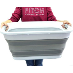 SAMMART 41L Set of 2 Collapsible Laundry Baskets (Grey, 2)