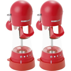Kochblume Spice Mill with Silicone Collection Cap, Set of 2, Ergonomic Lever Function, Ceramic Grinder, 5 Different Grinding Levels, Filling Cap and Silicone Base, Colour: Red