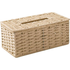 XIAOJUN Rattan Tissue Box, Vintage Serviettenhalter, Fall Unordnung Lagerung Container Abdeckung, Wohnzimmer Schreibtisch Dekoration (Beige)