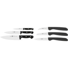 Zwilling Knife Set, 3 Pieces, Paring/Garnish Knife, Chef's Knife, Meat Knife, Stainless Special Steel/Plastic Handle, Twin Chef & 38115001 Vegetable Knife Set, 3 Pieces, Plastic, Black