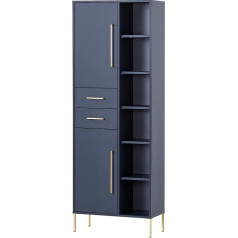 Schildmeyer Kent 701827 Tall Cabinet, Midnight Blue/Gold, 67.1 x 33.1 x 184.3 cm