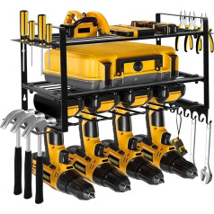 Tool Storage Wall Mount for 4 Power Tools, 3 Levels High Performance Metal Tool Rack with Screwdriver Frame for Garage and Workshop