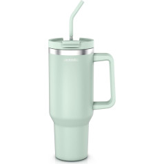 Arendo Water Bottle to Go - Thermal Mug Double-Walled - 1200 ml - Vacuum Housing Stainless Steel - Coffee Mug Leak-Proof - Airtight Seal - with Straw - For Hot and Cold Drinks