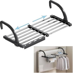 Balcony Drying Rack, Stainless Steel Foldable and Retractable Shoe Rack, Clothes Airer, Clothes Airer, Clothes Airer, Indoor Outdoor 42-73cm