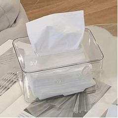 Transparent Tissue Box Cover, Transparent Tissue Box Holder, Multifunctional Decorative Rectangular Napkin Box with Dust Lid for Living Room, Bedroom
