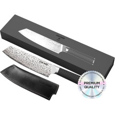 Steak Champ Damask Chef's Knife WAGYU: VG-10 Steel Core, 67 Layers Steel, Non-Slip Handle, Precise Cuts for Meat, Fish & Vegetables, Japanese Design, Includes Knife Sheath & Gift Box, 33 cm