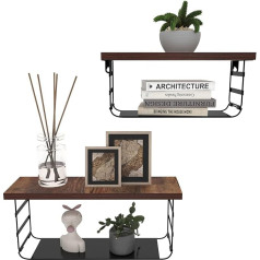 Double Layer Structure Wall Shelf, Wooden Shelves for Wall, Suitable for Bathroom, Kitchen, Bedroom (Pack of 2)