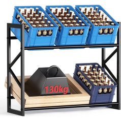 Drinks Crate Rack for 6 Crates, Drink Crate Holder, Bottle Crate Shelf, with Shelf, Narrow Metal Standing, Vegetables, Water, Drink Crate Stand for Kitchen/Pantry/Garage/Bar