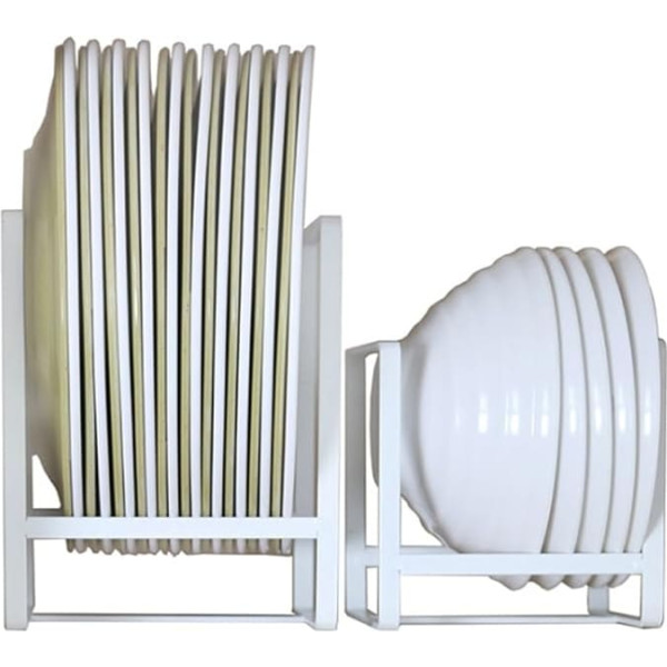 Plate Holder Organizer Upright Metal Dish Storage Dye Rack for Kitchen Counter Cabinet Camper - White