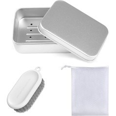 CLDURHGE Practical and versatile soap box with drip net, soap box travel and solid shampoo storage, ideal for Moldes de Silicona and Monedas Chocolate - Includes washing brush and