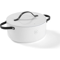Be Living Saucepan with Lid, Diameter 28 cm, Soup Pot, Induction Pan, Non-Stick Coating, Suitable for All Types of Hobs, Heat-Resistant Handles, White