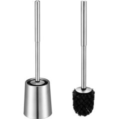 SOPRANNOMIN SUS304 Stainless Steel Toilet Brush and Holder Double Layer Holder Bathroom Toilet Brush with Holder PP Bristle Cleaning Brush Made of Stainless Steel Brushed Silver