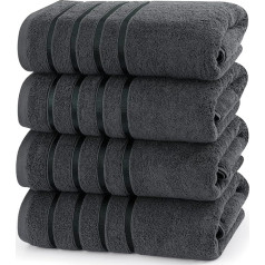 Utopia Towels, 4 Pack Luxury Viscose Bath Towels, 100% Ring-Spun Cotton (68.9 x 137.2 cm), Highly Absorbent, Premium Towels for Hotel, Spa and Bathroom (Grey)