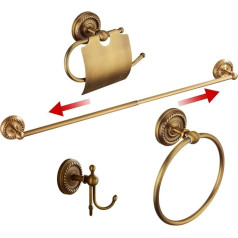 Antikes Messing 4-teiliges Badezimmer-Hardware-Set, Wandmontage, Handtuchaufhänger, Toilettenpapierhalter, Bademantelhaken, Vintage-Stil, antikes Badezimmer-Zubehör-Set YIGUANXIN
