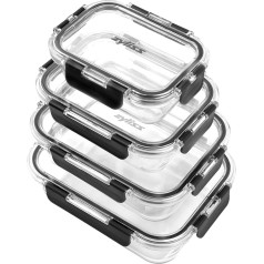 Zyliss E981067 4-Piece Glass Food Storage Containers, Glass Storage Containers with Transparent Lid, Storage Container, Dishwasher Safe, Crockery for Microwave, 5 Year Warranty