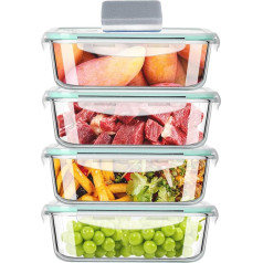 4 Pack 2.2L BPA Free Glass Containers with Lids Food Storage Glass Jars Storage Container with Lids Airtight and Leakproof Glass Container with Lid - and 1