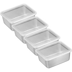 KICHOUSE 4 x Food Seal Boxes Small Food Containers Food Containers Food Containers Stainless Steel Wine Container for Refrigerator Picnic Plate