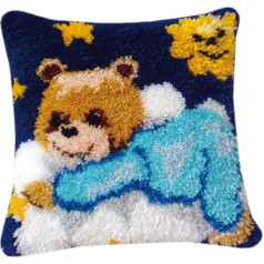 AYYDS Latch Cushion Latch Set for DIY Latch Hook Set, Decorative Cushion Cover, Creative Latch Hook Kit for Children and Adults, Gifts 40 x 40 cm (Bear)