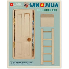 Sam & Julia Mouse Door Kit for Children's Room - Gnome Door/Miniature Door for Wall to Play and Dream - Craft Kit Includes: Wooden Door, Ladder, Mailbox, Decorative Items for Mouse Post Play