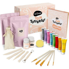 Clay Pottery Set with Air-Drying Clay - Clay Set for Home with Modelling Tool, Acrylic Paints & Other Accessories - Pottery Made Easy for Adults or the Whole Family