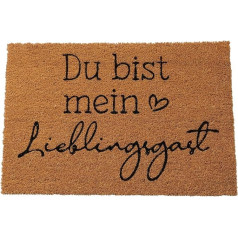 Natural doormat made of coconut fibres, non-slip PVC - decorative dirt catcher in a modern design - dirt collector for hallway, patio, conservatory (favourite guest, 60 x 40 cm)