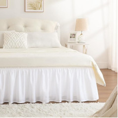 RIMELA Bed Valances Fabric Elastic Bed Skirt Soft Brushed Polyester White Bed Cover (140 x 200 x 45 cm)