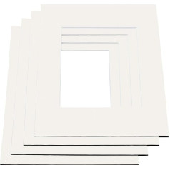 5 x Passepartout Cream (Outer Size: 40 x 50 cm / Inner Size: 30 x 40 cm) for Photos and Picture Frames, 1.4 mm Thick, Museum Quality, 45° Cut Edge, Made in Germany