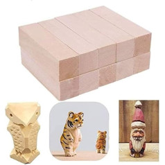 TOKERD Pack of 20 Basswood Wooden Blocks Craft Carving Wood Natural Wooden Pieces Balsa Wood for Carving and Turning, Untreated Basswood Soft Basswood for Children Adults (10 x 2.5 x 2.5 cm)