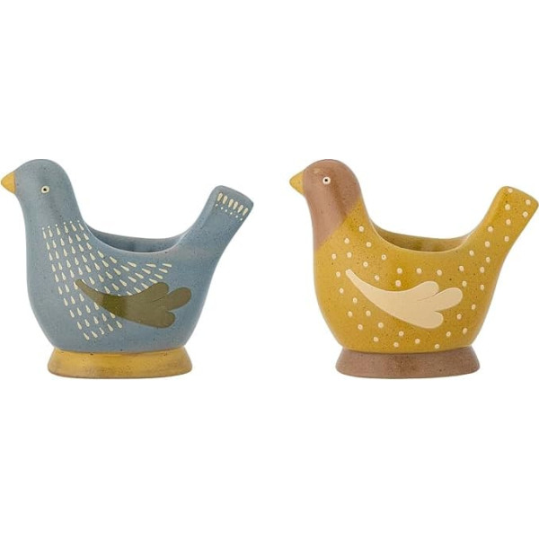 Charming Bloomingville Birdy Egg Cups in Blue - Set of High Quality Stoneware Ceramic