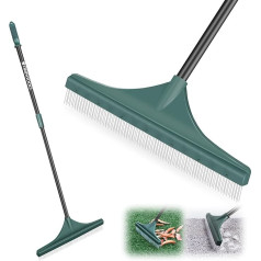 ORIENTOOLS Artificial Grass Brush Artificial Grass Rake with Handle Outdoor Grass Rake with Foldable Lightweight Steel Handle 130 cm Street Broom for Pet Hair Removal
