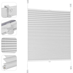 Sekey Pleated Blind, No Drilling Blackout, Window Pleated Blind Klemmfix Blind, 130 cm Wide, Tensioned Opaque Sun Protection Window Blind, 130 x 150 cm, White