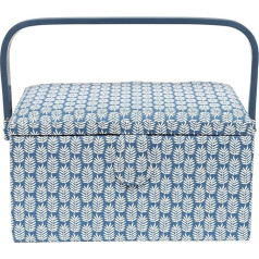 Sewing Basket Medium Blue Fern Design 14.5 x 19 x 26 cm