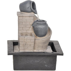 Dehner Tatil Indoor Fountain with LED Lighting, Approx. 26 x 21 x 18.3 cm, Polyresin, Grey/Beige